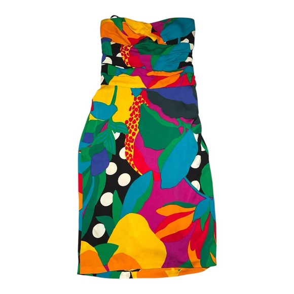 DVF Diane Von Furstenberg CALIDA Runway Dress Tropical Dot Flower Silk Sz 2 - Picture 6 of 11